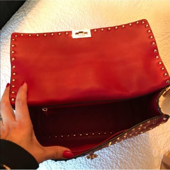 Chain Rockstud Spike Red Cross body bag - Picture 4 of 14